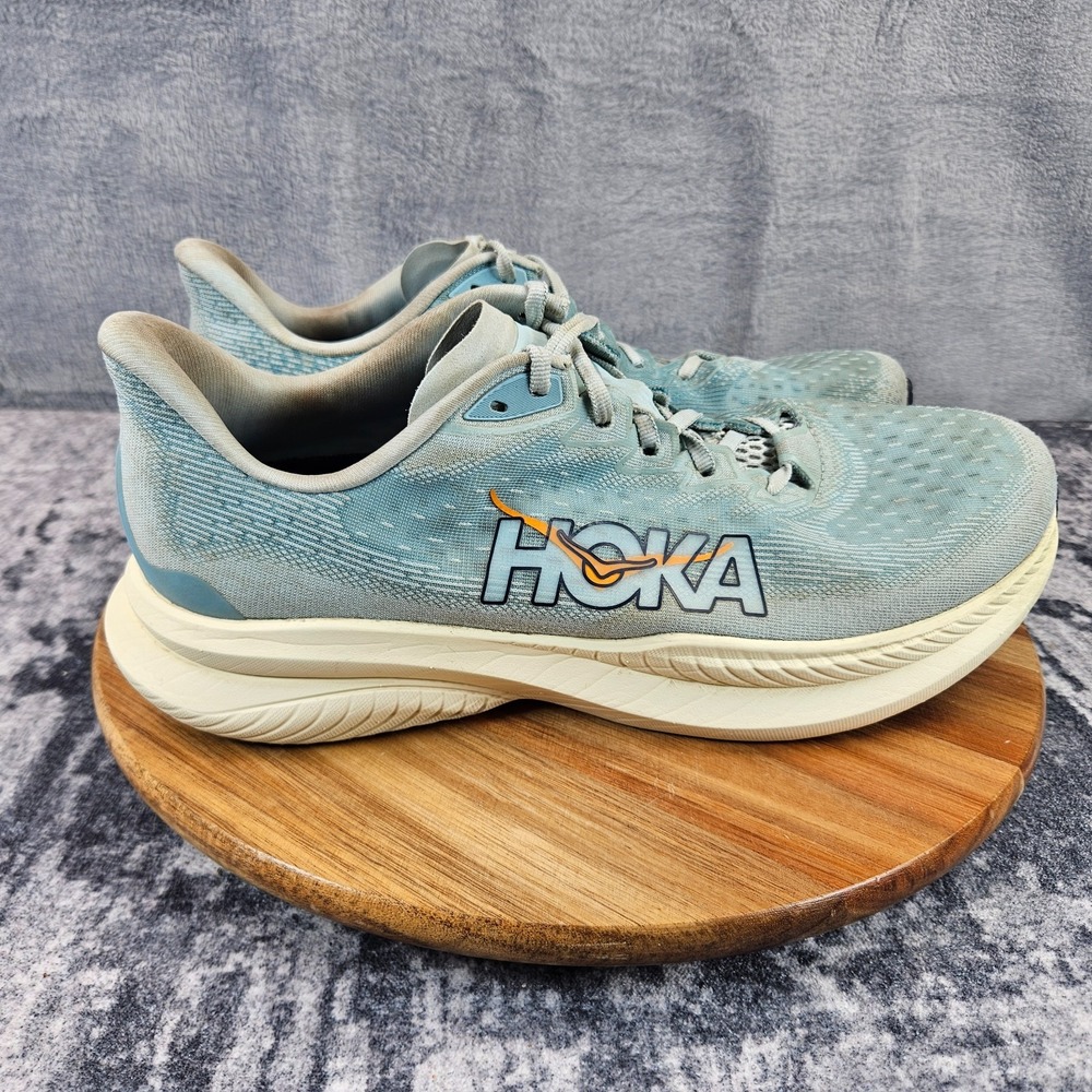 Hoka One One Mach 6 Shoes Mens 10.5 Clear Sea Water Running Sneakers Gym 1147790